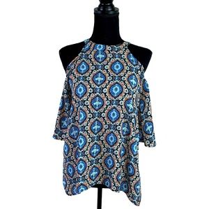 Love Mark Colorful Cold Shoulder Blouse